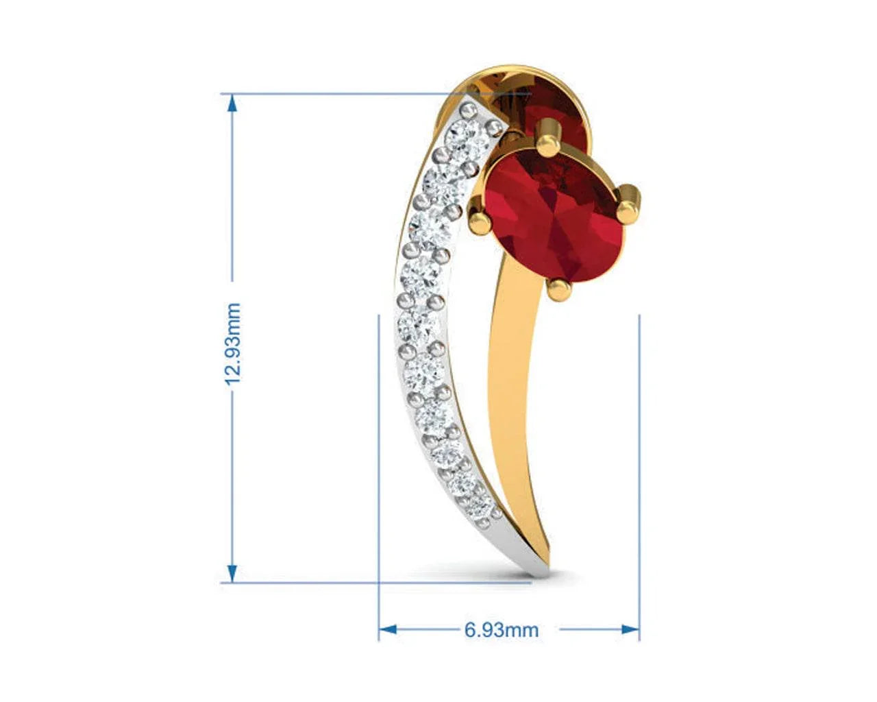 Tory Ruby & Diamond Earring in Gold - Jewelslane