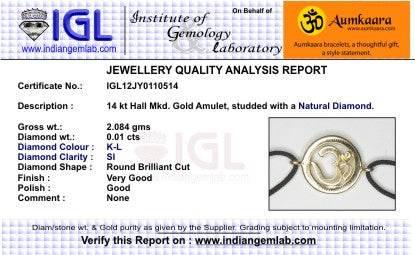 Om Single Diamond Bracelet in Gold - Jewelslane