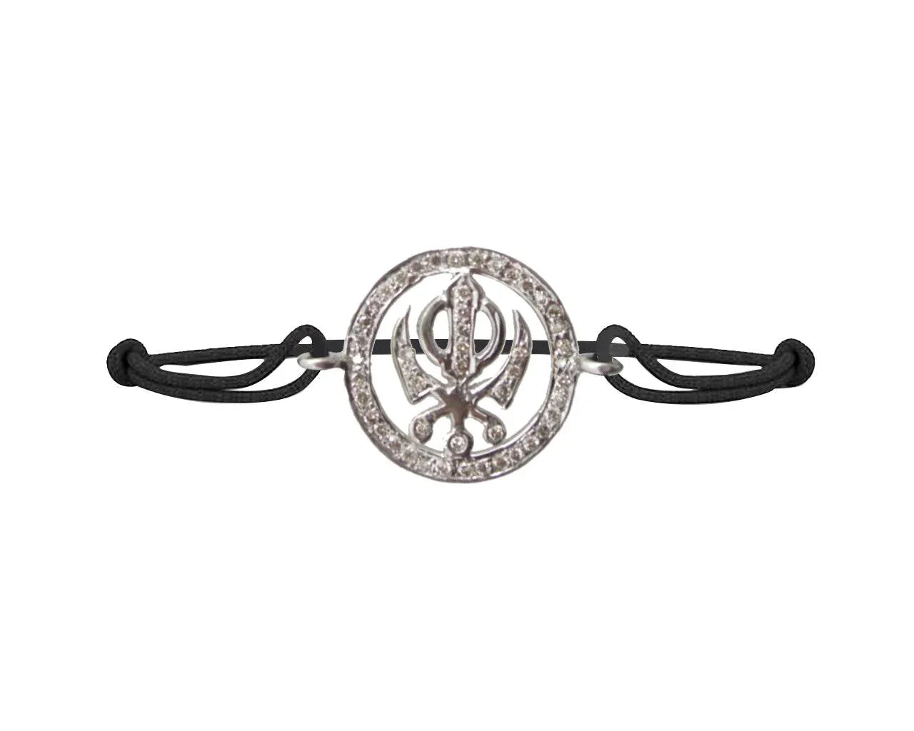 Khanda Full Diamond Bracelet in Silver - Jewelslane