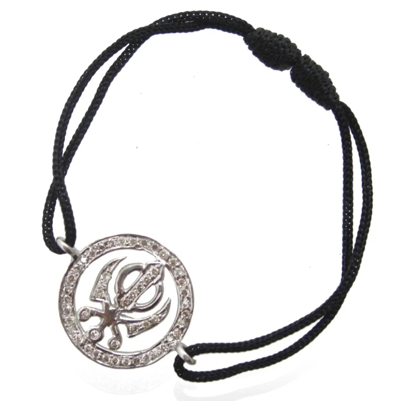 Khanda Full Diamond Bracelet in Silver - Jewelslane