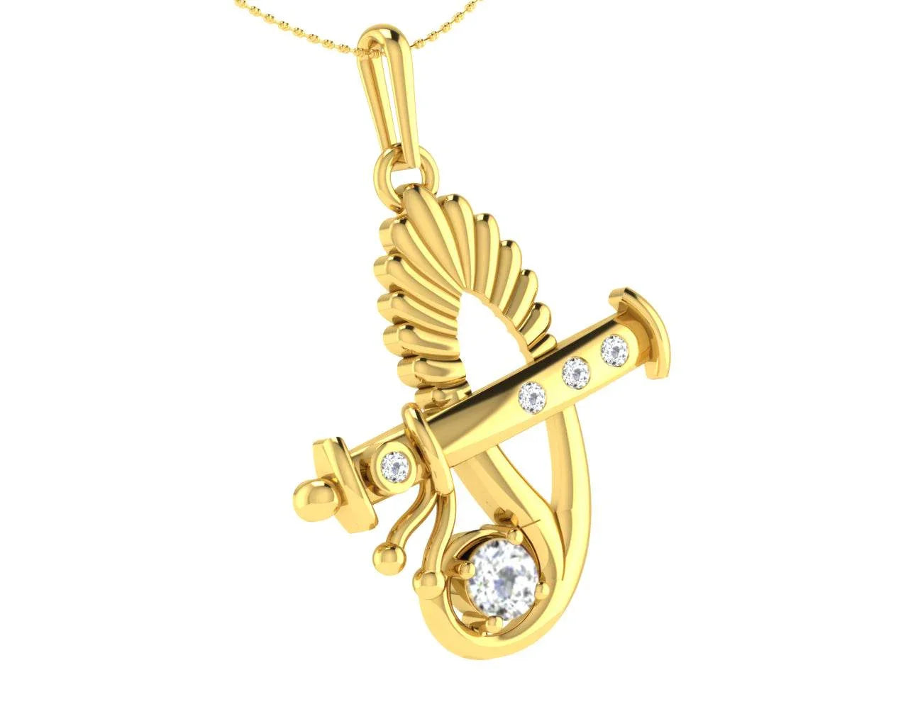 Sri Krishna Gold pendant with diamonds - Jewelslane