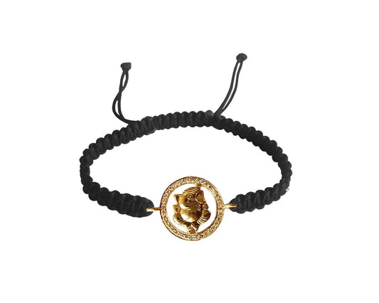 Shri Ganesh Charm bracelet in Gold with Diamonds on Thread - Jewelslane