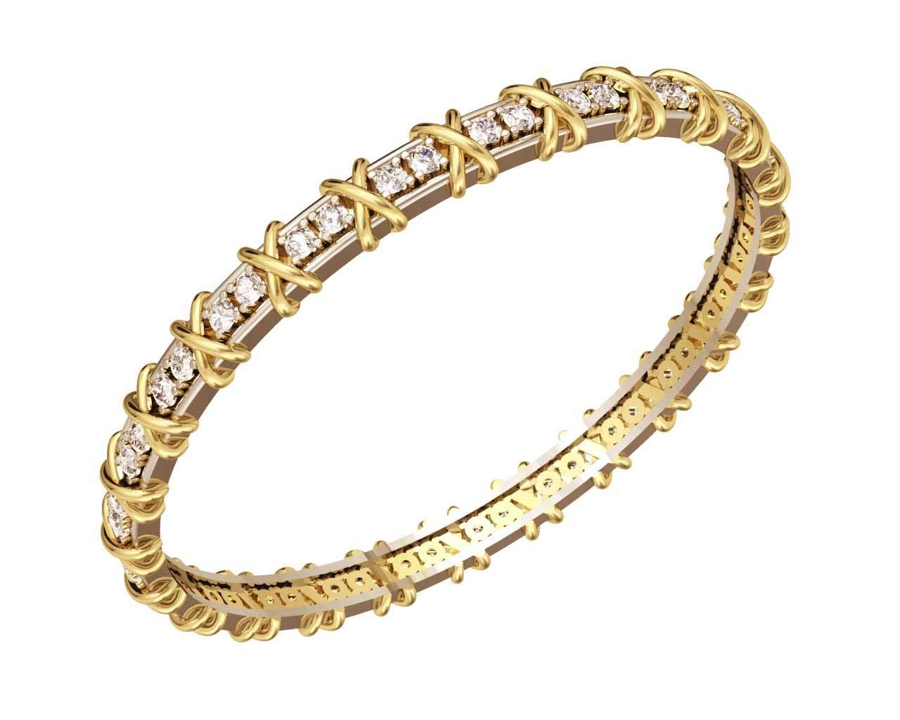 Two tone diamond bangle - Jewelslane