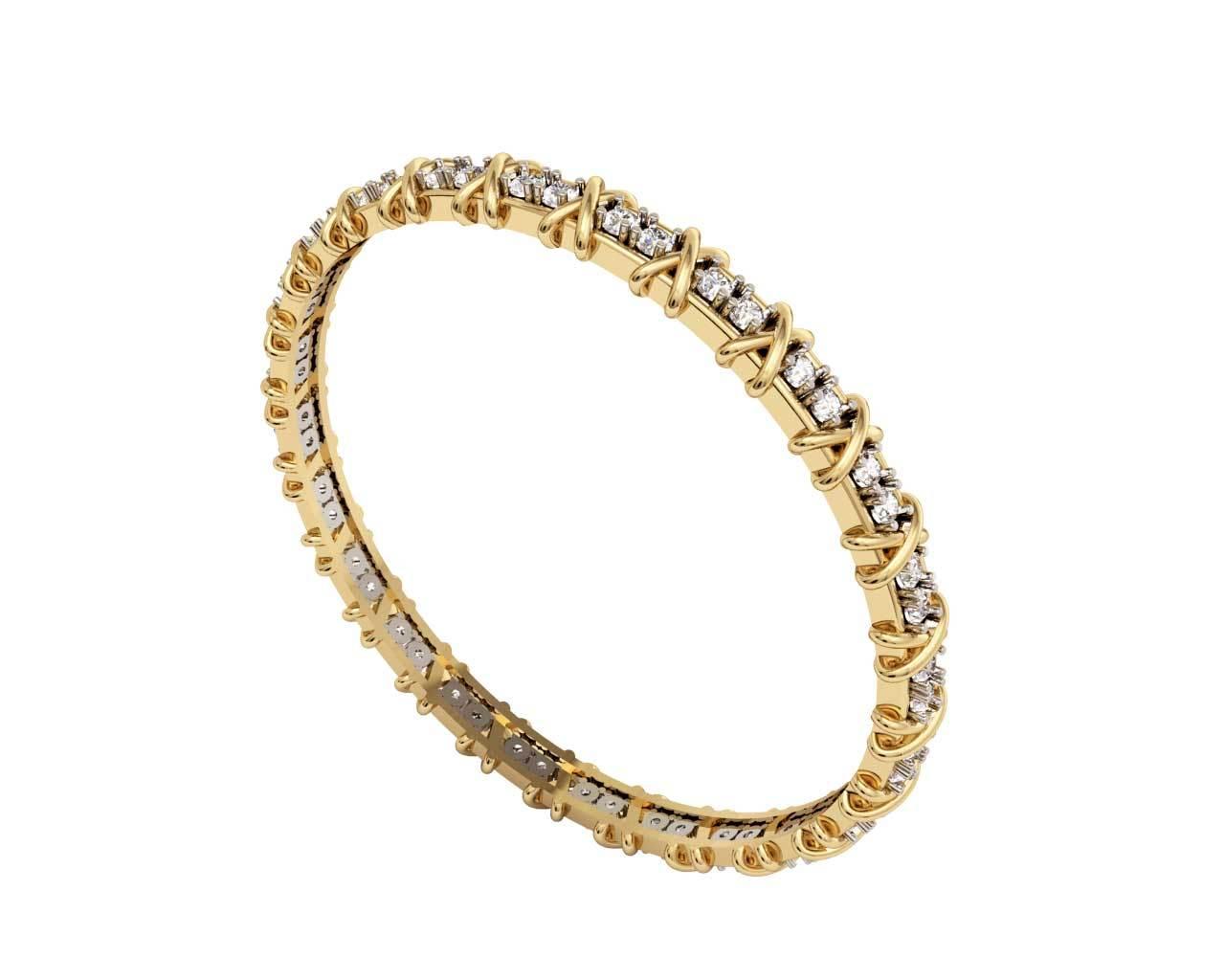 Two tone diamond bangle - Jewelslane