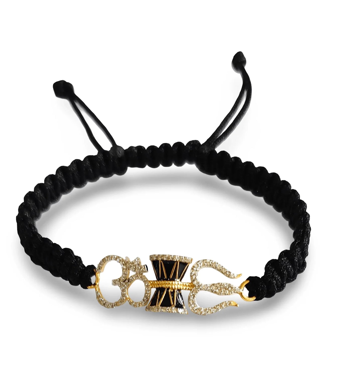 Auspicious Om Damru & Trishul Bracelet in gold with diamonds - Jewelslane