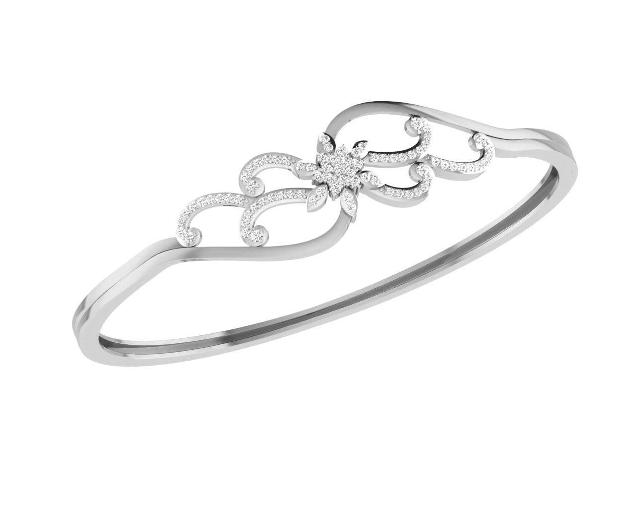 Danya Round Brilliant Diamond Half Bangle - Jewelslane