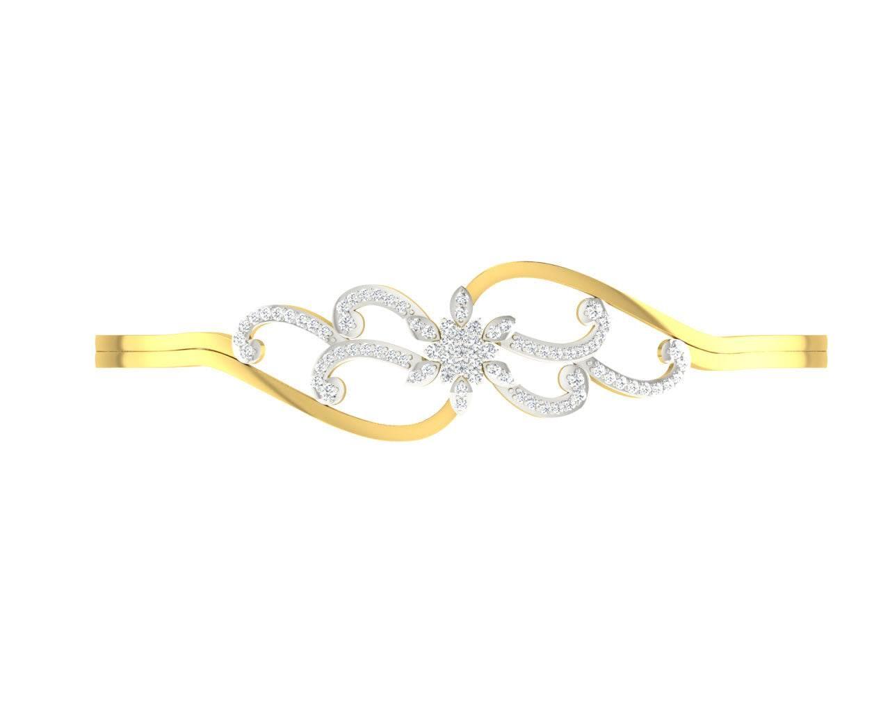 Danya Round Brilliant Diamond Half Bangle - Jewelslane