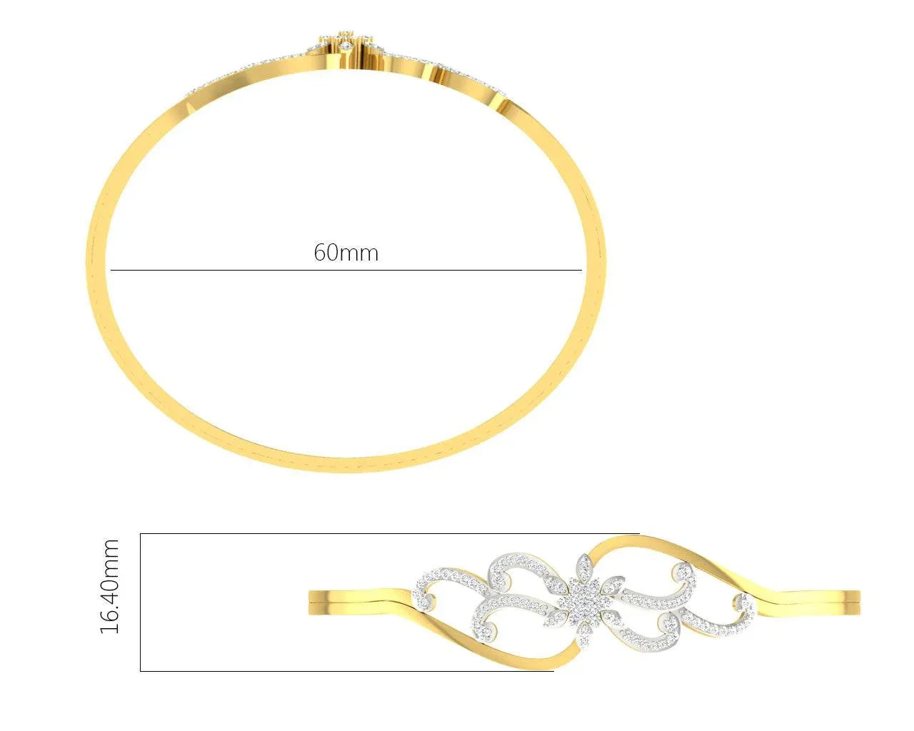 Danya Round Brilliant Diamond Half Bangle - Jewelslane