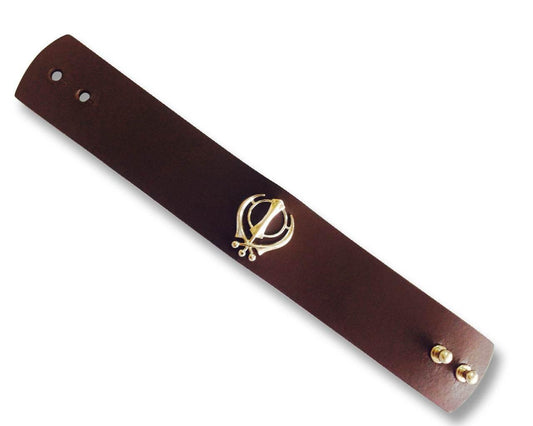 Khanda on wide Leather Band - Jewelslane
