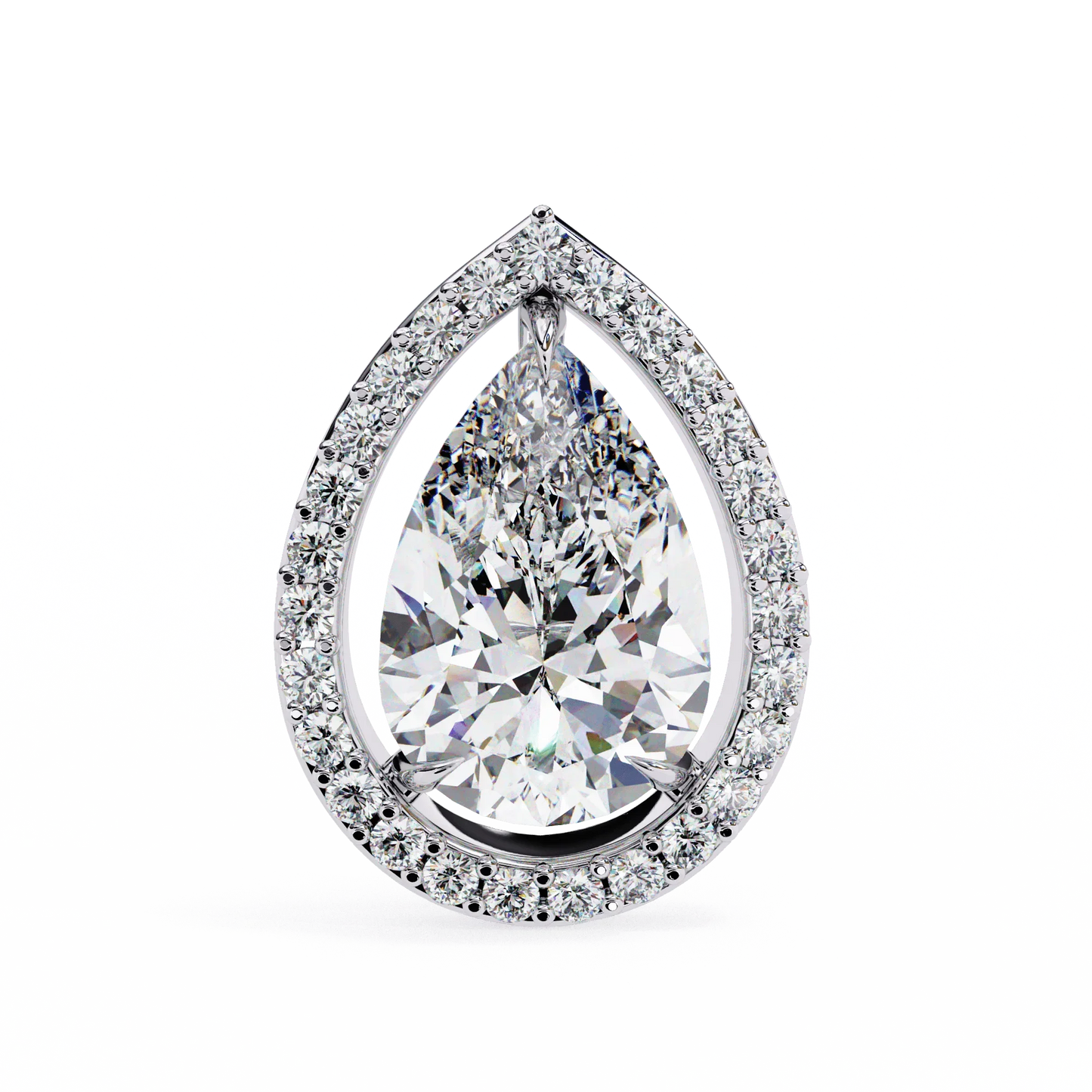 Leena Pear Shape Lab Grown Diamond Solitaire Earrings with diamond Halo in Gold Additional Image 7