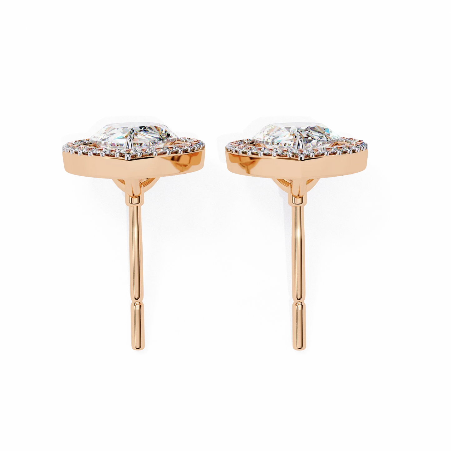 Leena Pear Shape Lab Grown Diamond Solitaire Earrings with diamond Halo in Gold Additional Image 10