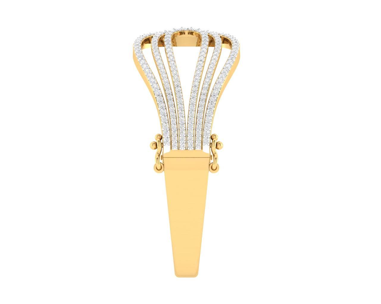 Wanda Designer Diamond half bangle in Gold - Jewelslane