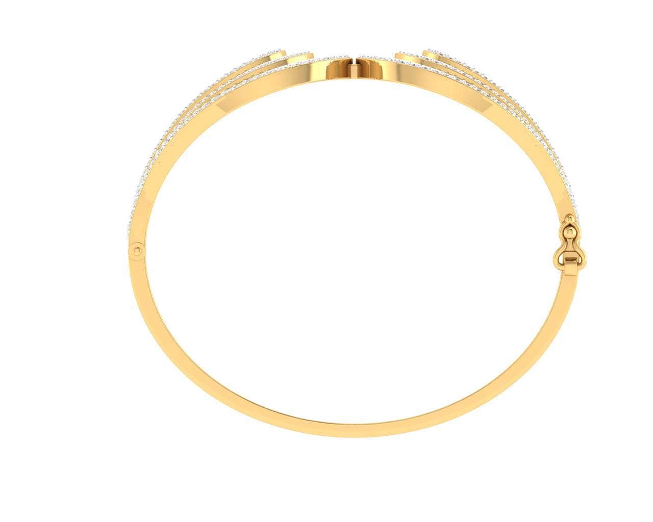 Wanda Designer Diamond half bangle in Gold - Jewelslane