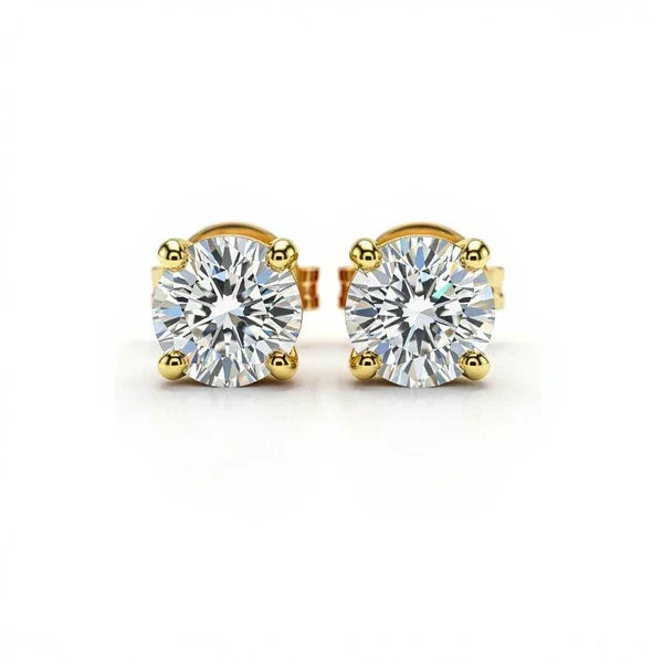 Baby Lab Diamond Solitaire Earrings in Yellow Gold, White Gold, and Rose Gold – JewelsLane