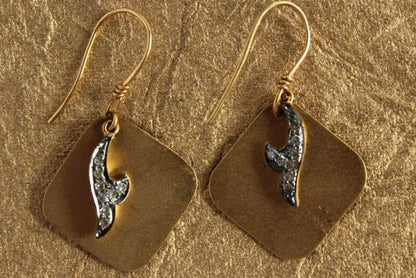 Gold Earrings with Diamonds Hangers - Jewelslane
