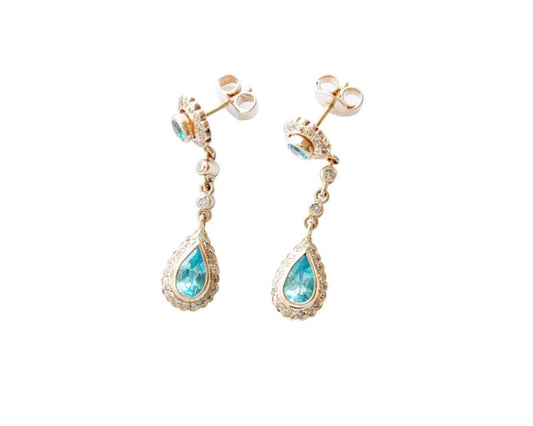 Blue Topaz Diamond Earring in Gold - Jewelslane