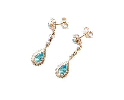 Blue Topaz Diamond Earring in Gold - Jewelslane