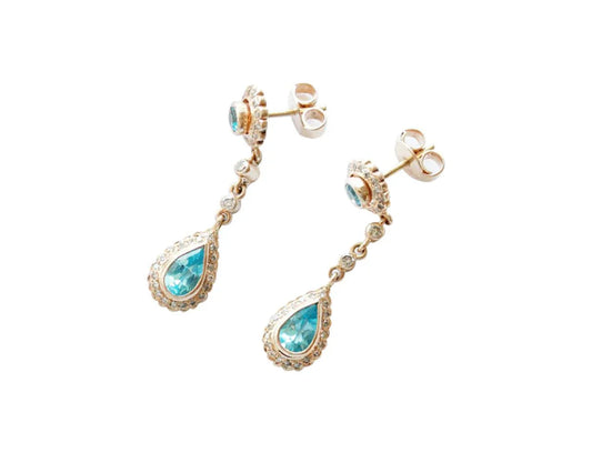 Blue Topaz Diamond Earring in Gold - Jewelslane