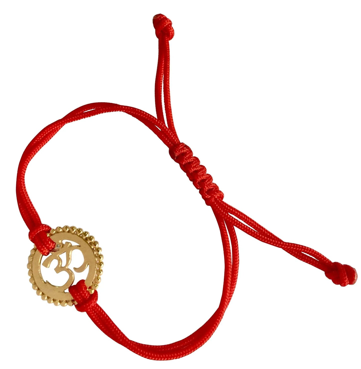 Gold Plated Om Rakhi In Silver On Free Size Adjustable Thread - Jewelslane