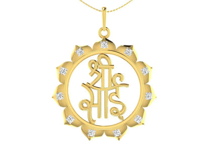 Auspicious Shri Sai Pendant in Gold studded with diamonds - Jewelslane