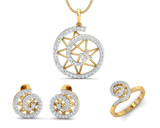 Astra Diamond pendant set in 14k hallmarked Gold - Jewelslane