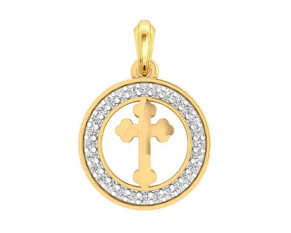 Cross 12mm charm in hallmarked Gold with round brilliant diamonds - Jewelslane