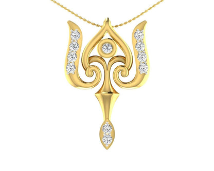 Auspicious Shiv Trident Pendant in Gold - Jewelslane