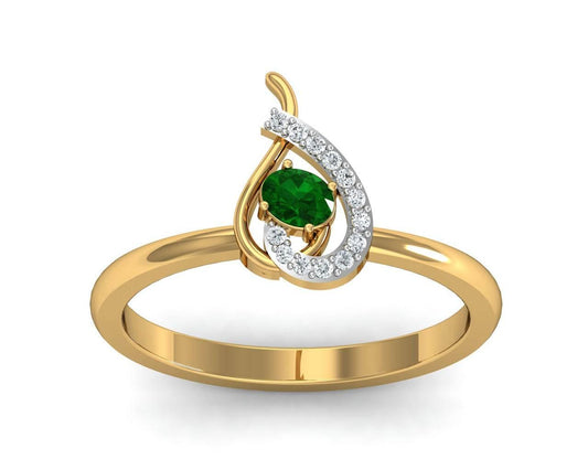 Sely Emerald & diamond ring in hallmarked gold - Jewelslane