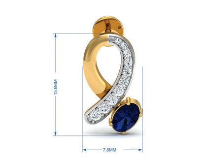 Rami Blue Sapphire & Diamond Pendant, Ring & Earring set in Gold - Jewelslane