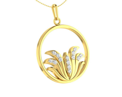 Auspicious Lotus Pendant in Gold with Diamonds - Jewelslane