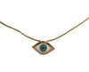 Evil Eye Charm Pendant in 14k gold on fine thin Gold Chain with adjustable lock - Jewelslane