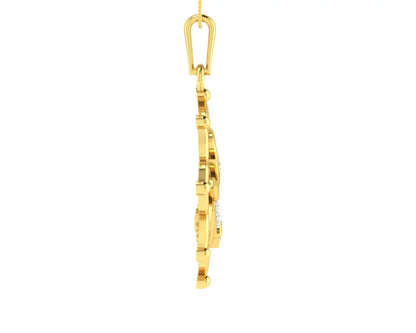 Auspicious Om with Trident pendant in Gold - Jewelslane