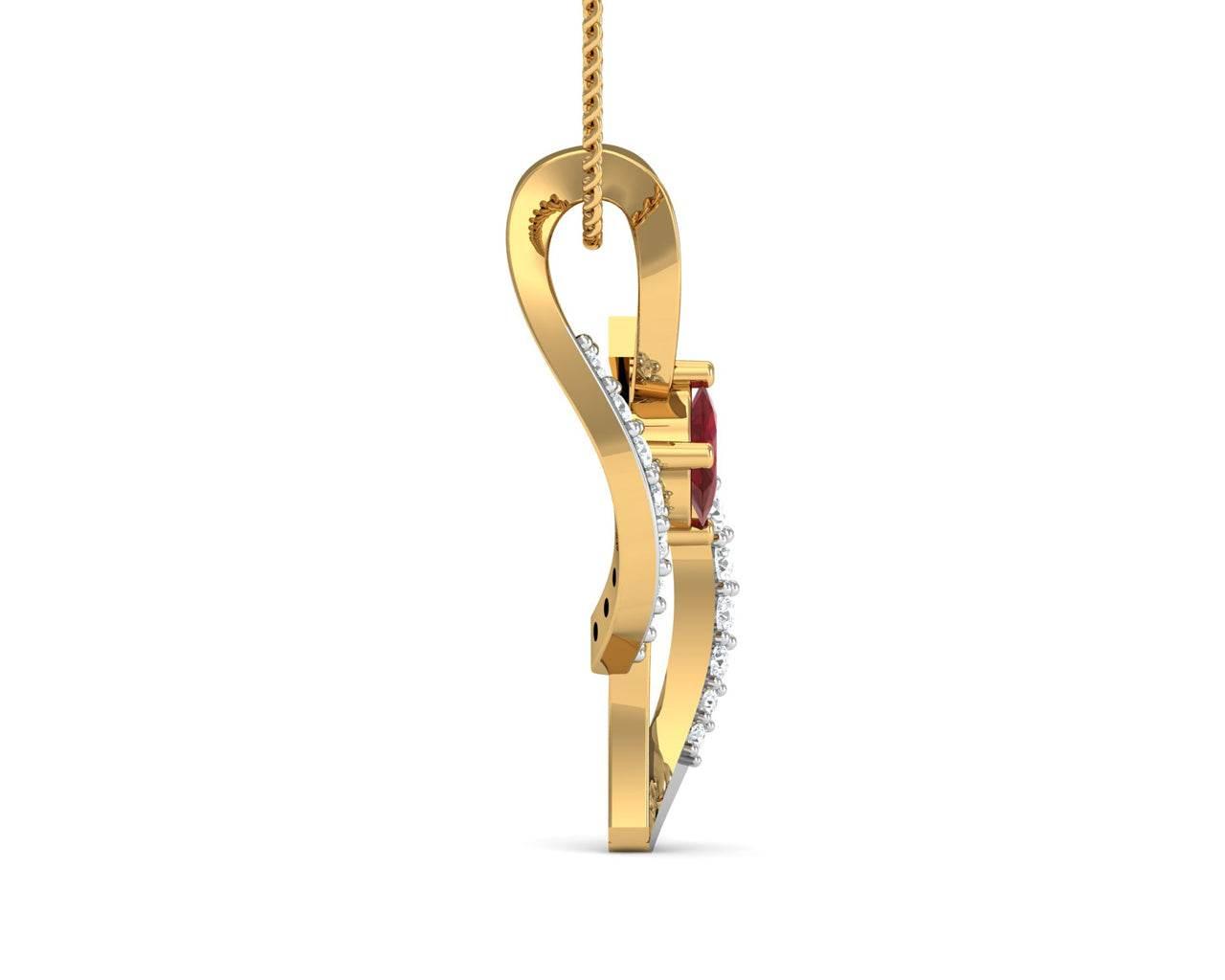 Tory Ruby & Diamond Pendant in Gold - Jewelslane