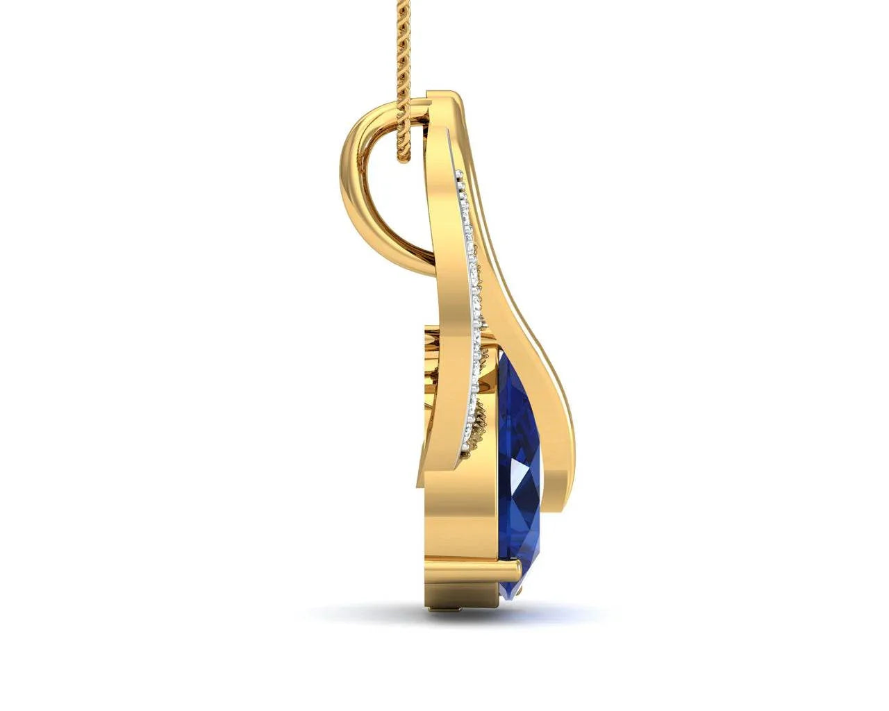 Sary Blue sapphire & diamond pendant in gold - Jewelslane