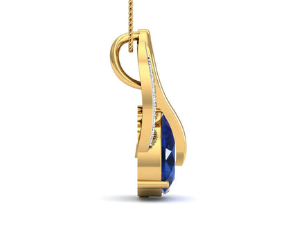 Sary Blue sapphire & diamond pendant in gold - Jewelslane