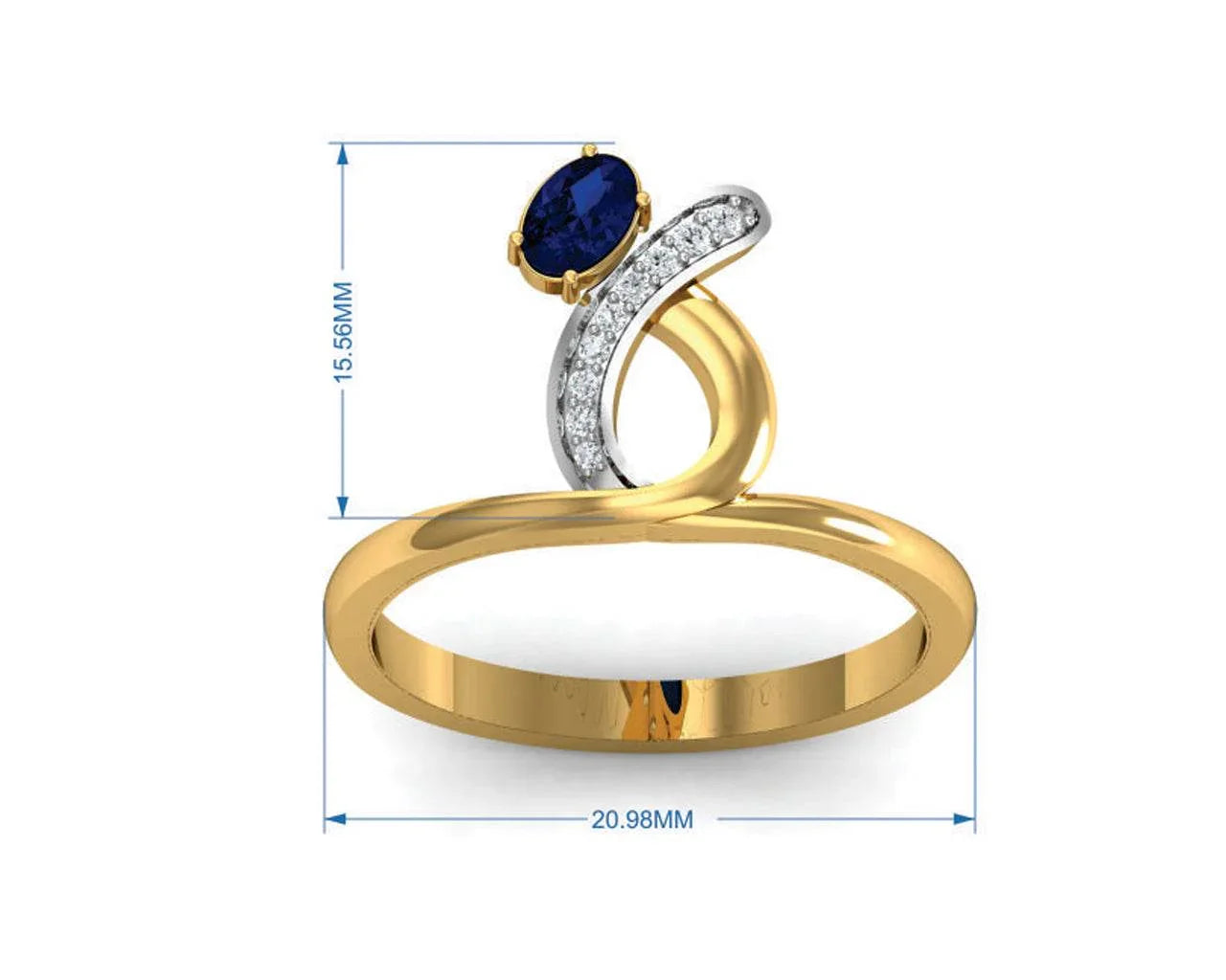 Rami Blue Sapphire & Diamond Pendant, Ring & Earring set in Gold - Jewelslane