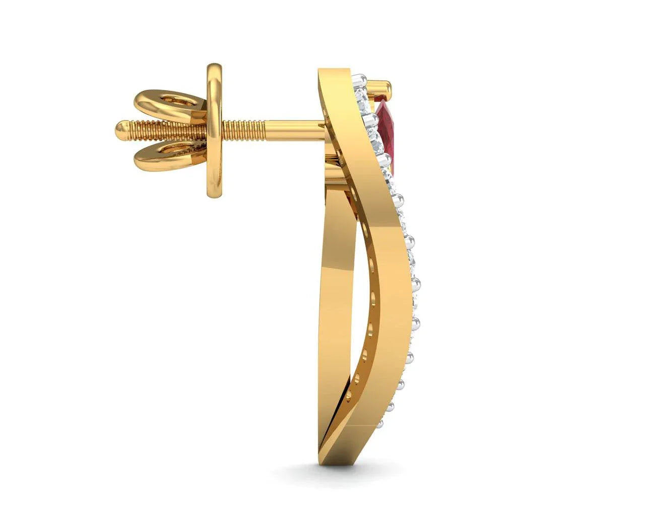 Tory Ruby & Diamond Earring in Gold - Jewelslane