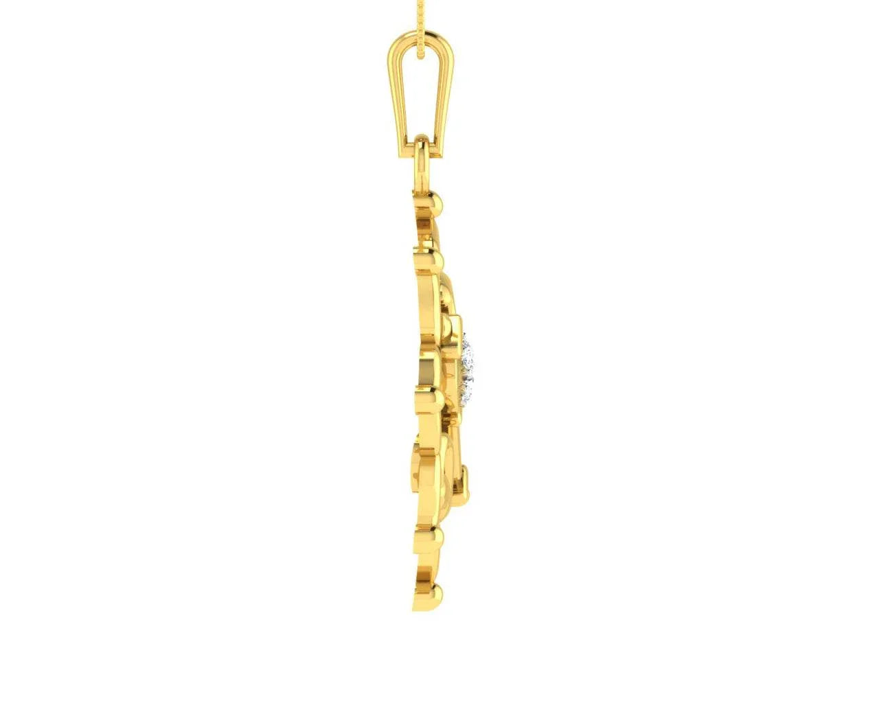 Propitious Om with Mace pendant in gold & diamonds - Jewelslane