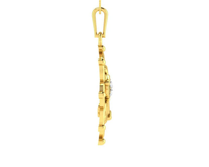 Propitious Om with Mace pendant in gold & diamonds - Jewelslane