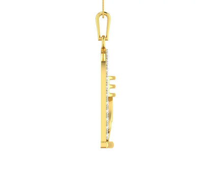 Auspicious Shiv ling and Shiv trishul pendant in gold with diamonds - Jewelslane