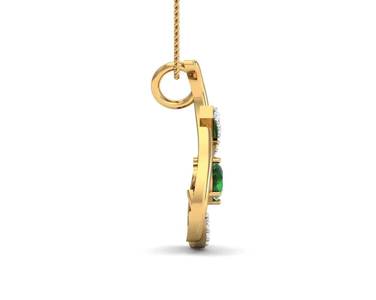 Sely Emerald & diamond pendant in hallmarked gold - Jewelslane