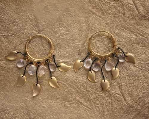 Gold Earrings with Rose Quarts - Jewelslane