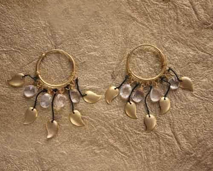 Gold Earrings with Rose Quarts - Jewelslane