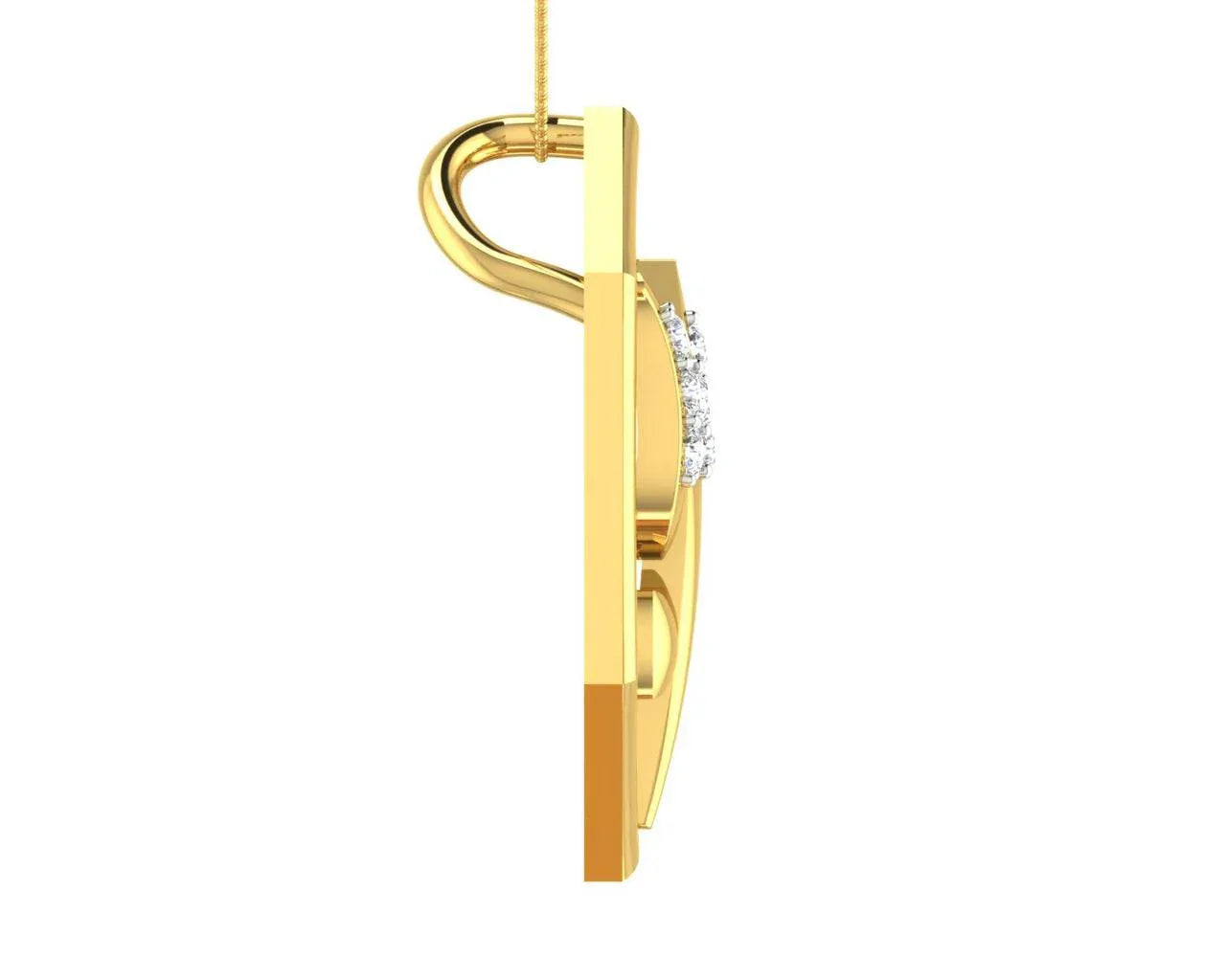 Shiv Trishul & Damroo Pendant in gold with diamonds - Jewelslane