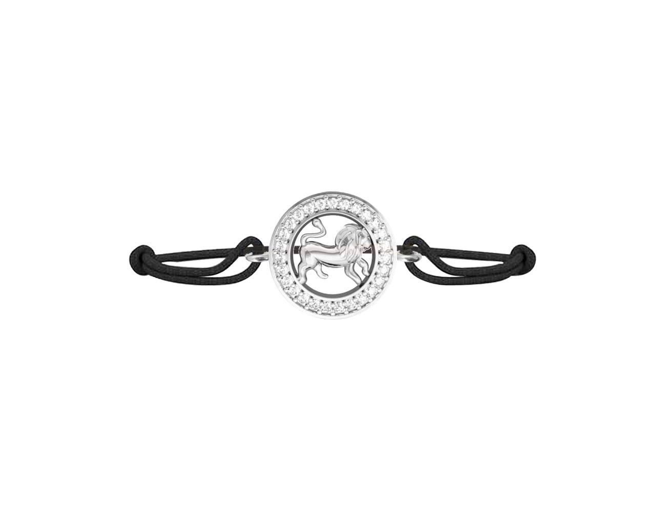Leo Bracelet in Silver with 27 Diamonds on Nylon Thread Primary Image