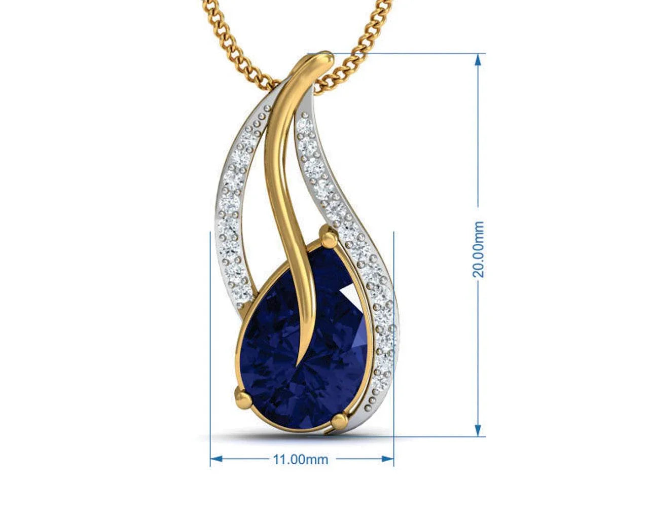 Sary Blue sapphire & diamond pendant in gold - Jewelslane