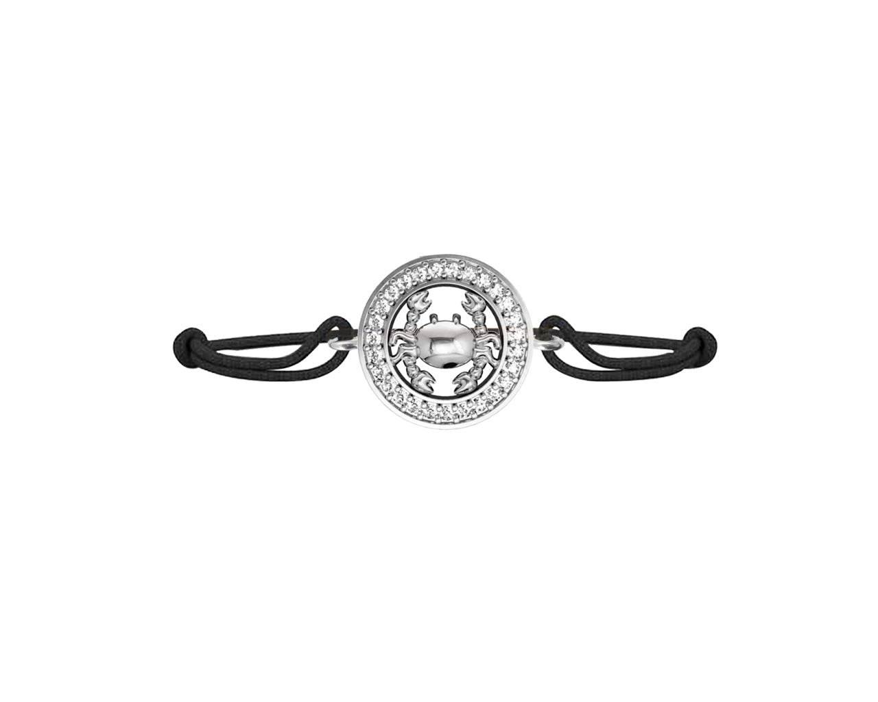Cancer Bracelet in silver with 27 diamonds on nylon thread - Jewelslane