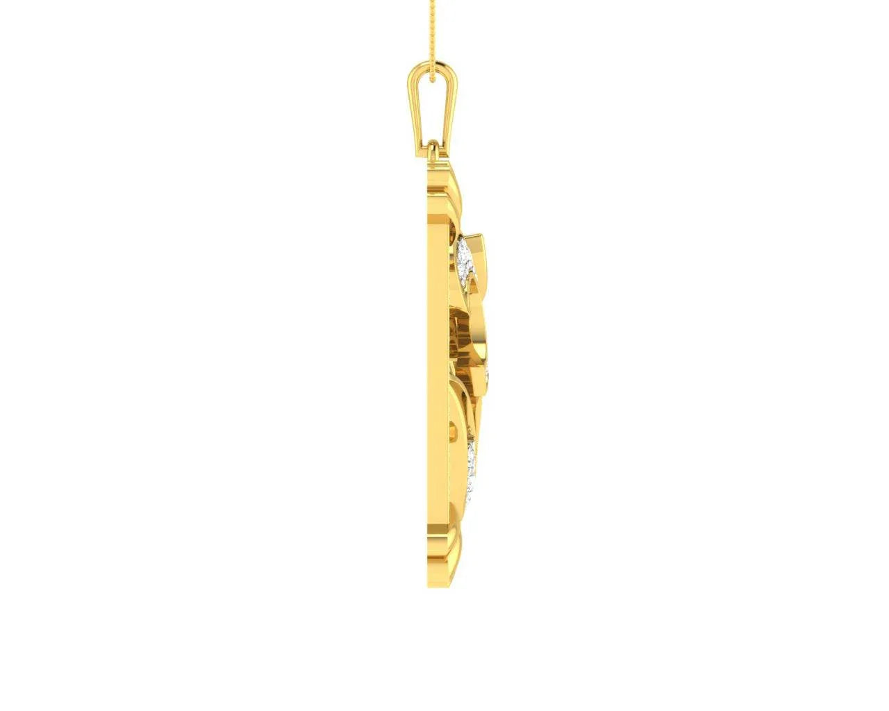 Auspicious Aum Pendant in Gold with diamonds - Jewelslane