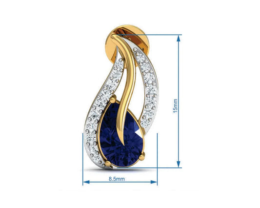 Sary Blue sapphire & diamond pendant, ring & earring set in gold - Jewelslane