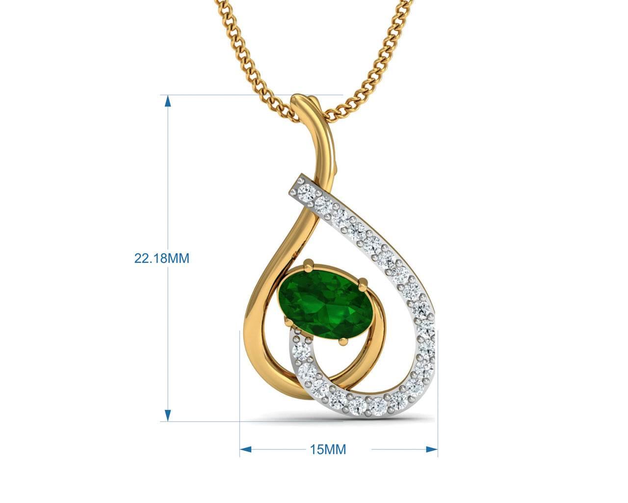 Sely Emerald & diamond pendant in hallmarked gold - Jewelslane